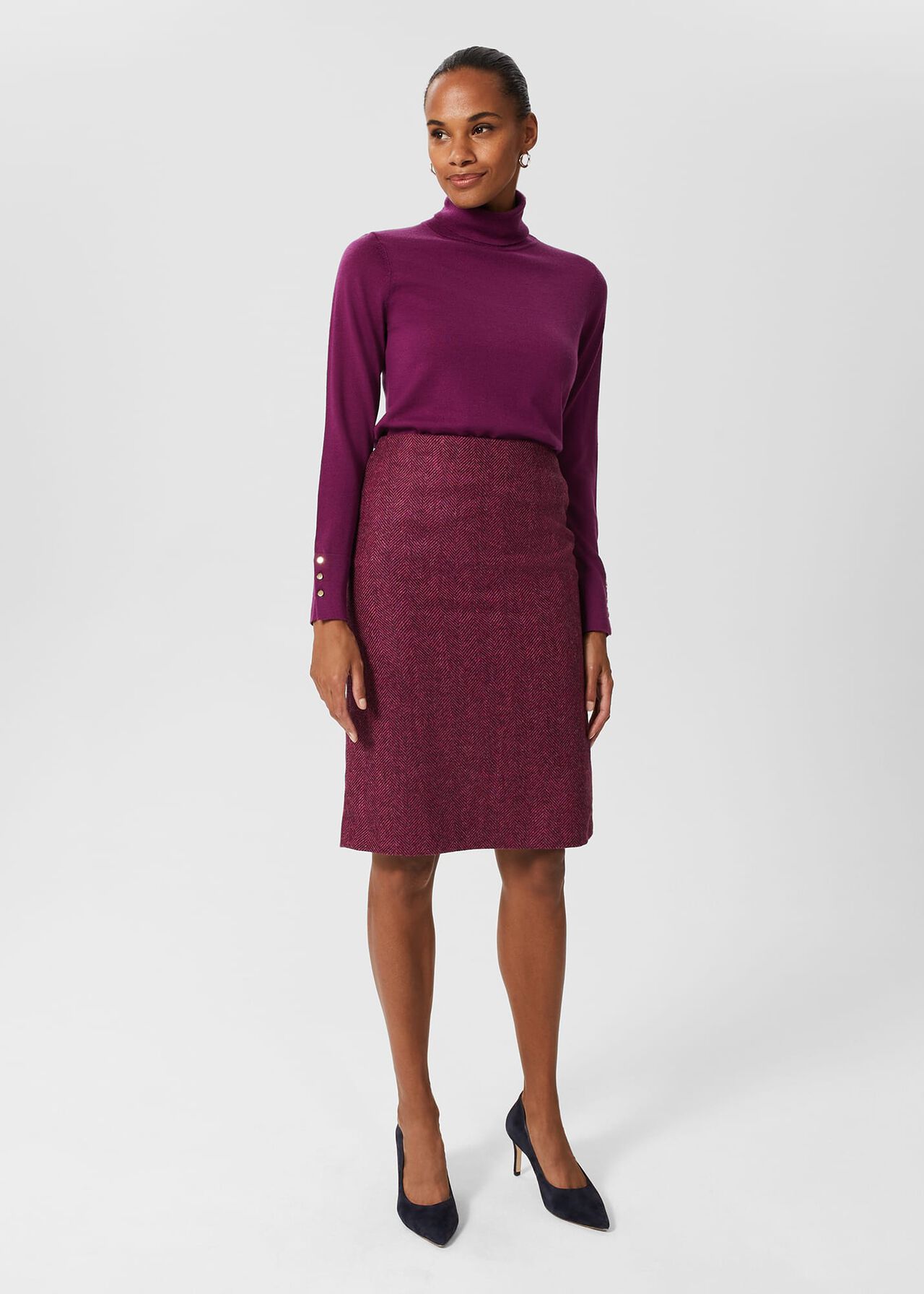 Petite Daphne Wool Skirt, Purple Multi, hi-res