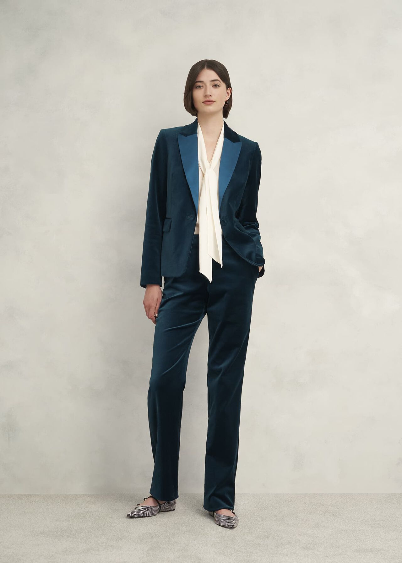 Luna Velvet Straight Trousers, Riverside Blue, hi-res