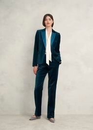 Luna Velvet Straight Trousers, Riverside Blue, hi-res