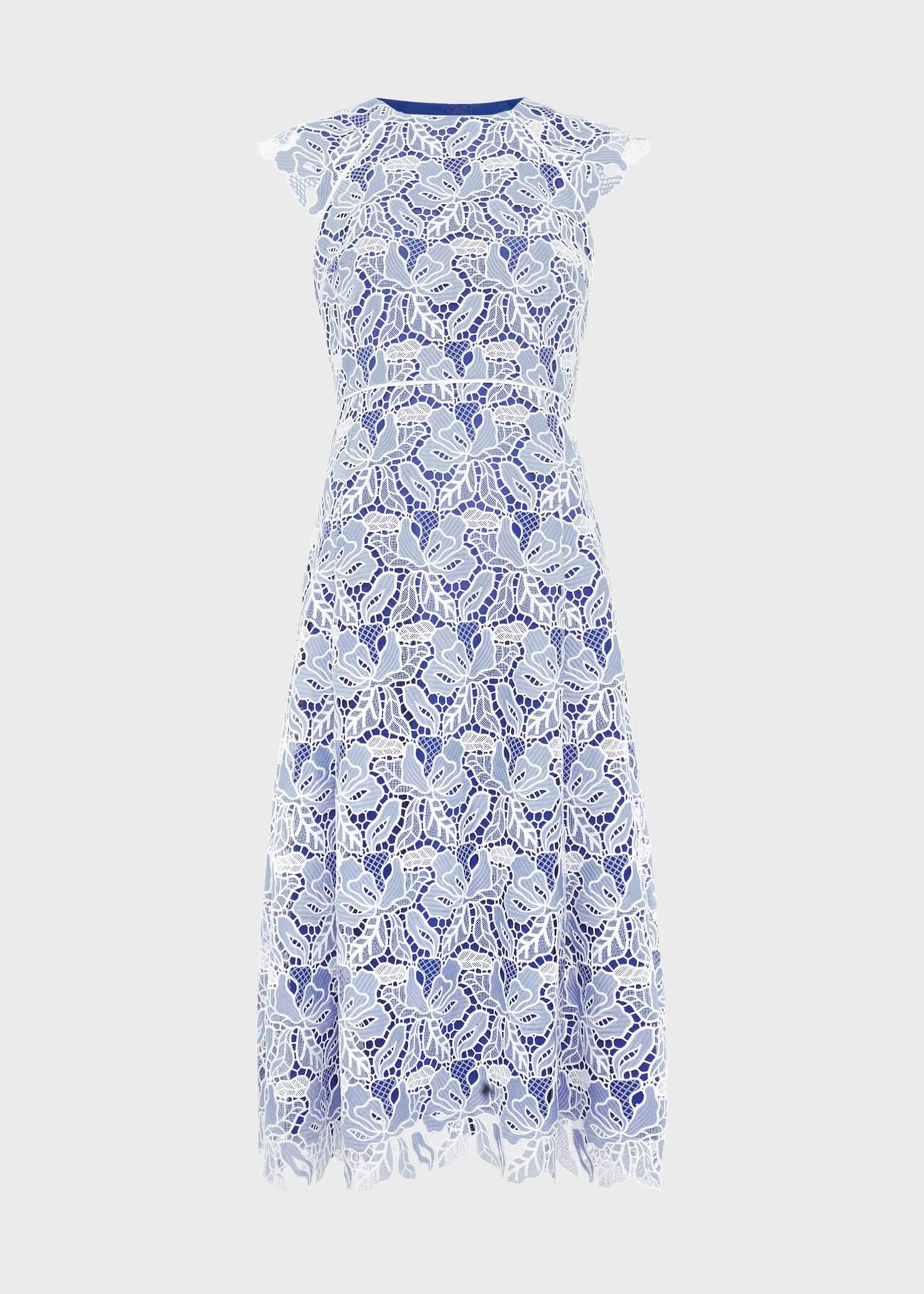 Phoebe Lace Midi Dress, Blue Ivory, hi-res