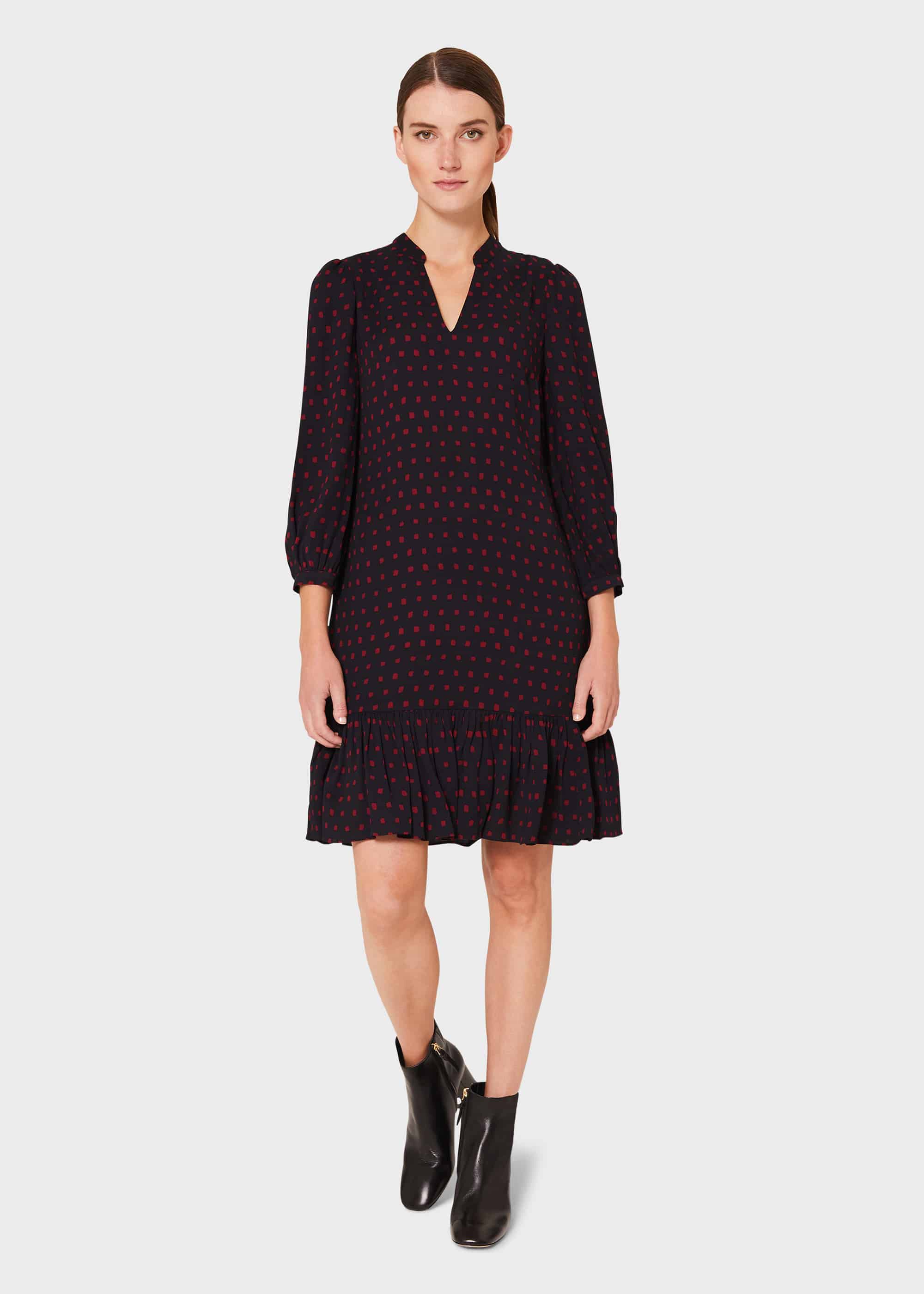 hobbs navy spot dress