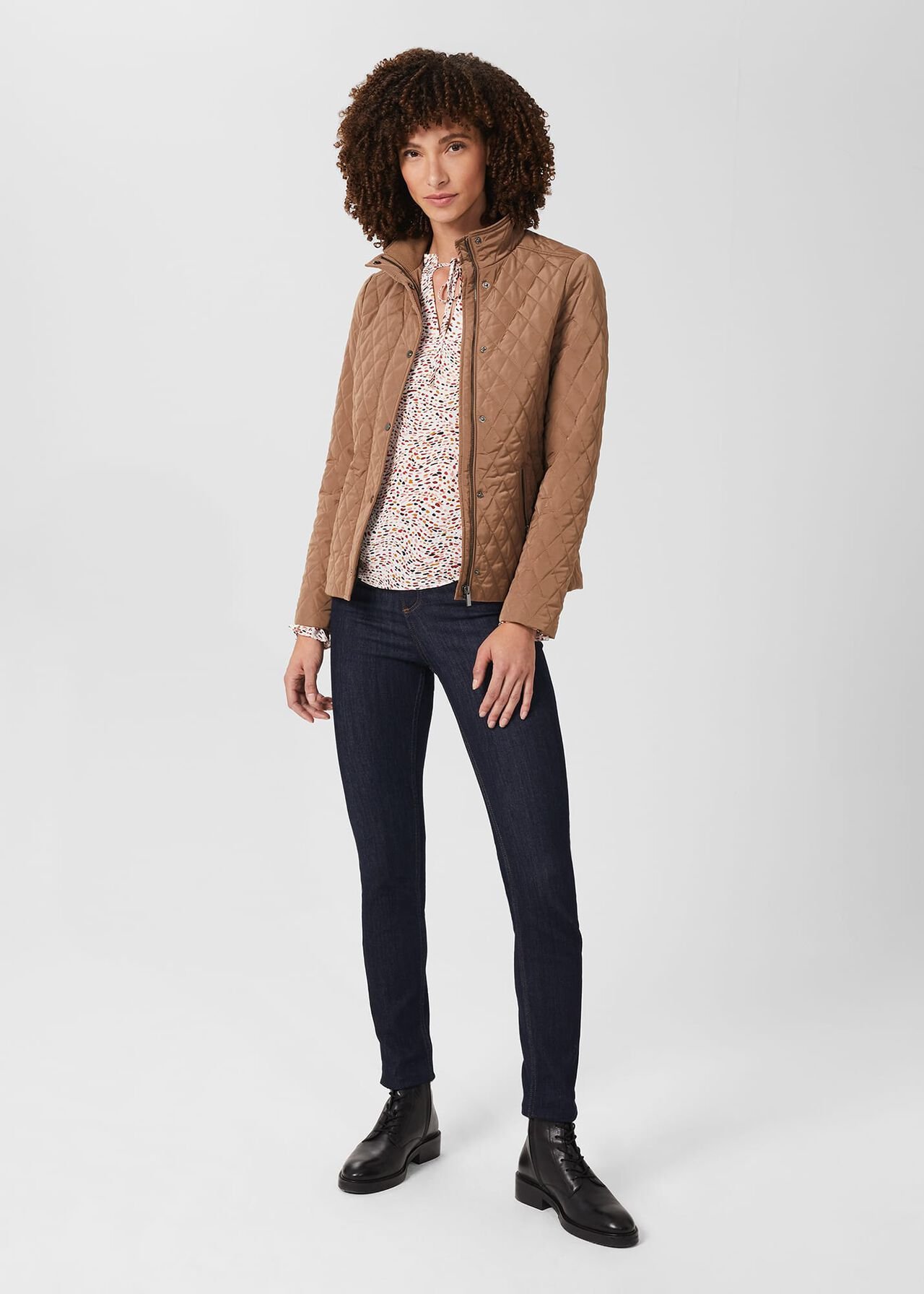 Thandie Quilted Jacket, Camel, hi-res
