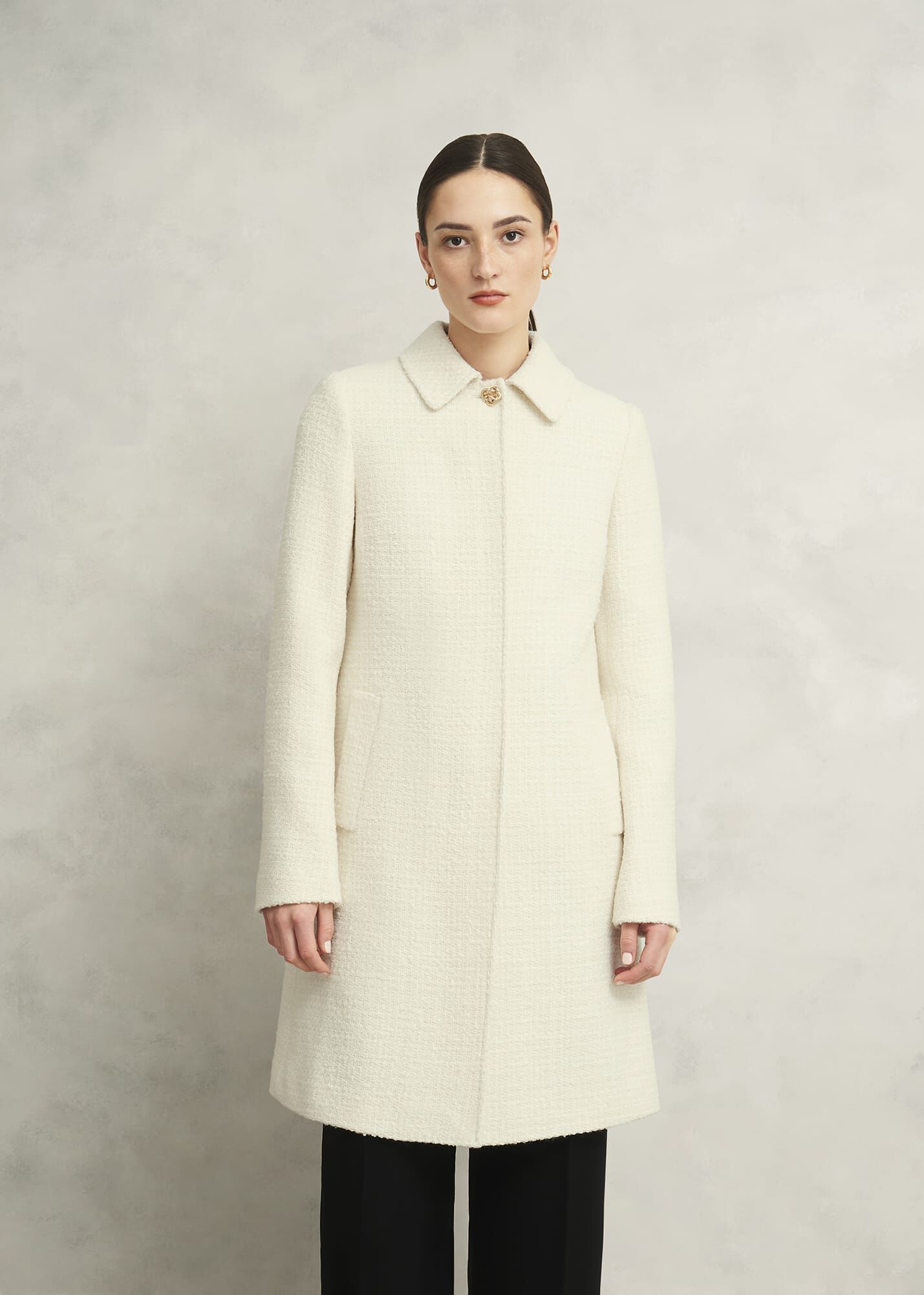 muguet stand collar midi coat (ivory） muguet stand collar midi