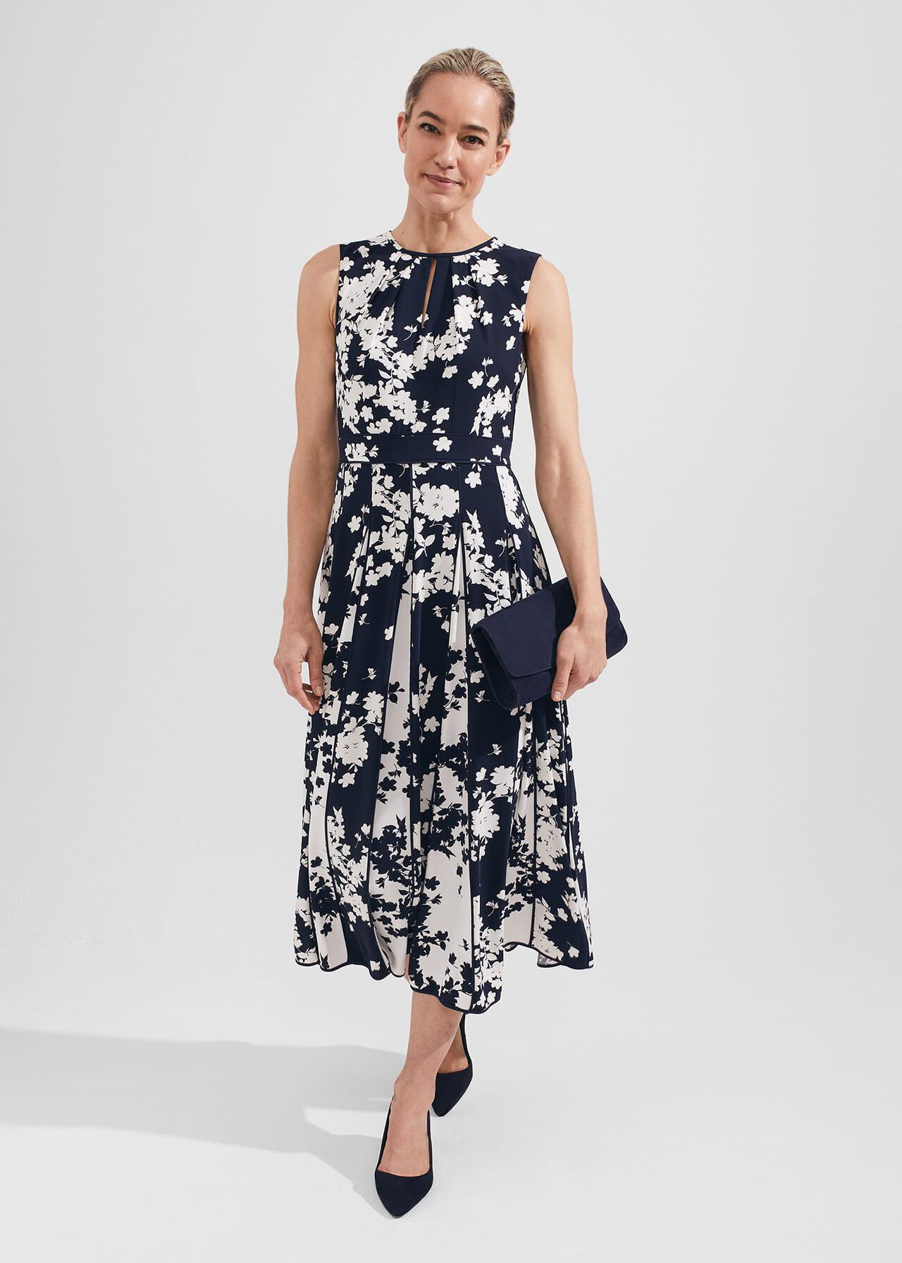 Petite Angelica Fit And Flare Dress, Midnight Ivory, hi-res