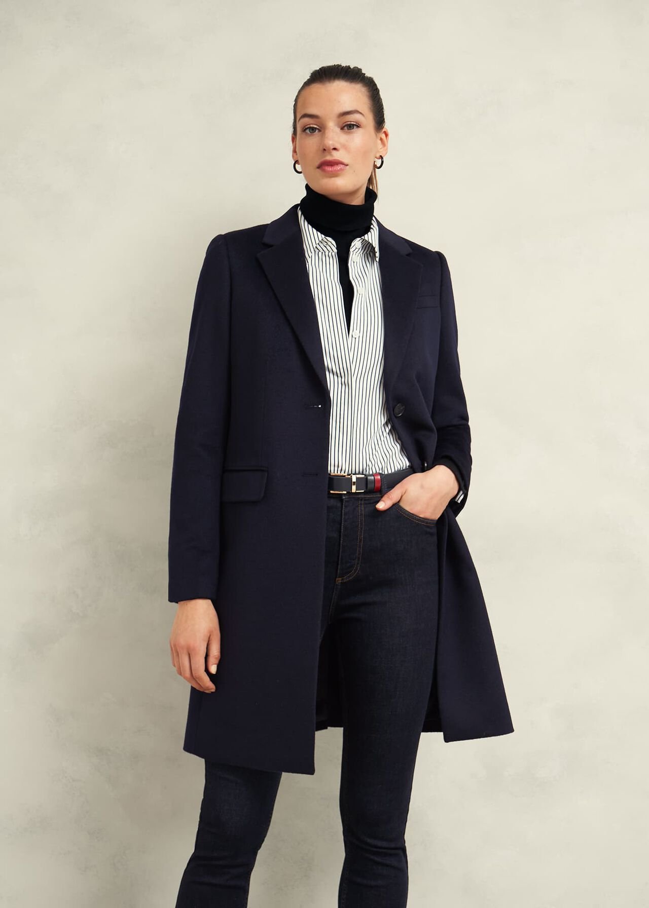 Cavendish Wool Coat, Navy, hi-res