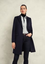 Cavendish Wool Coat, Navy, hi-res