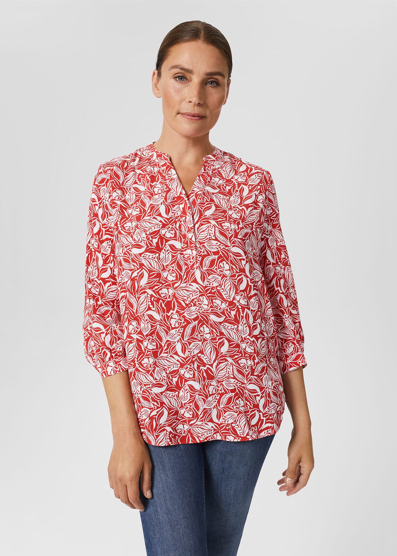 Essie Printed Blouse , Magenta White, hi-res