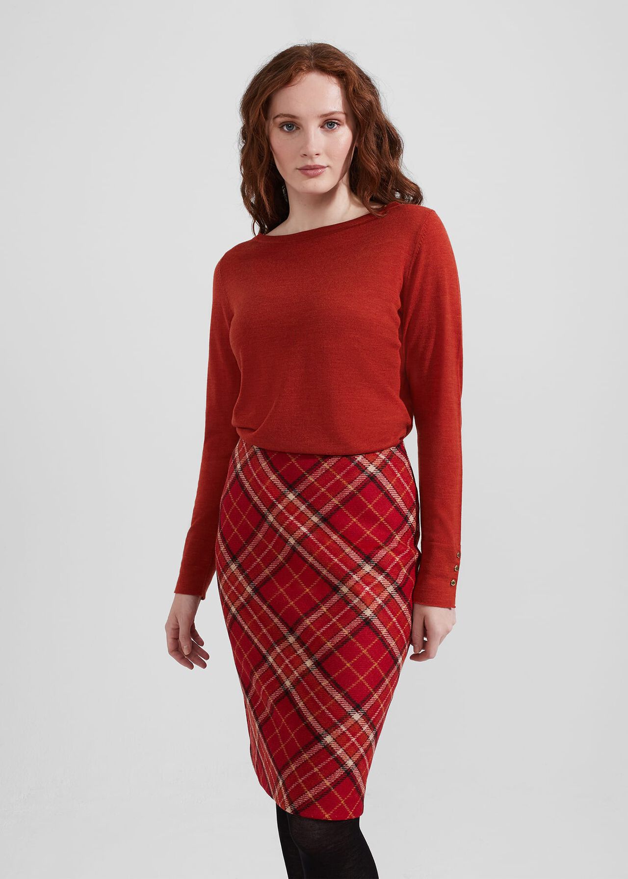 Daphne Wool Skirt, Red Multi, hi-res