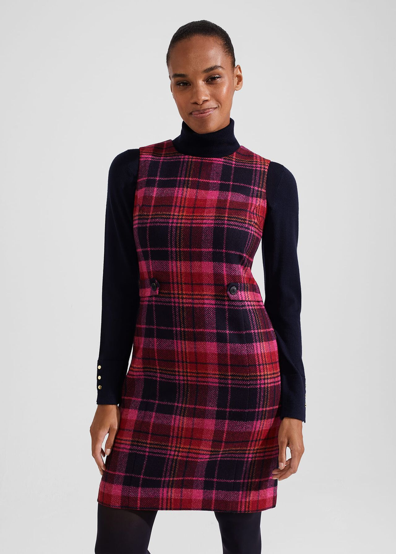 Sariah Wool Dress, Pink Navy Multi, hi-res