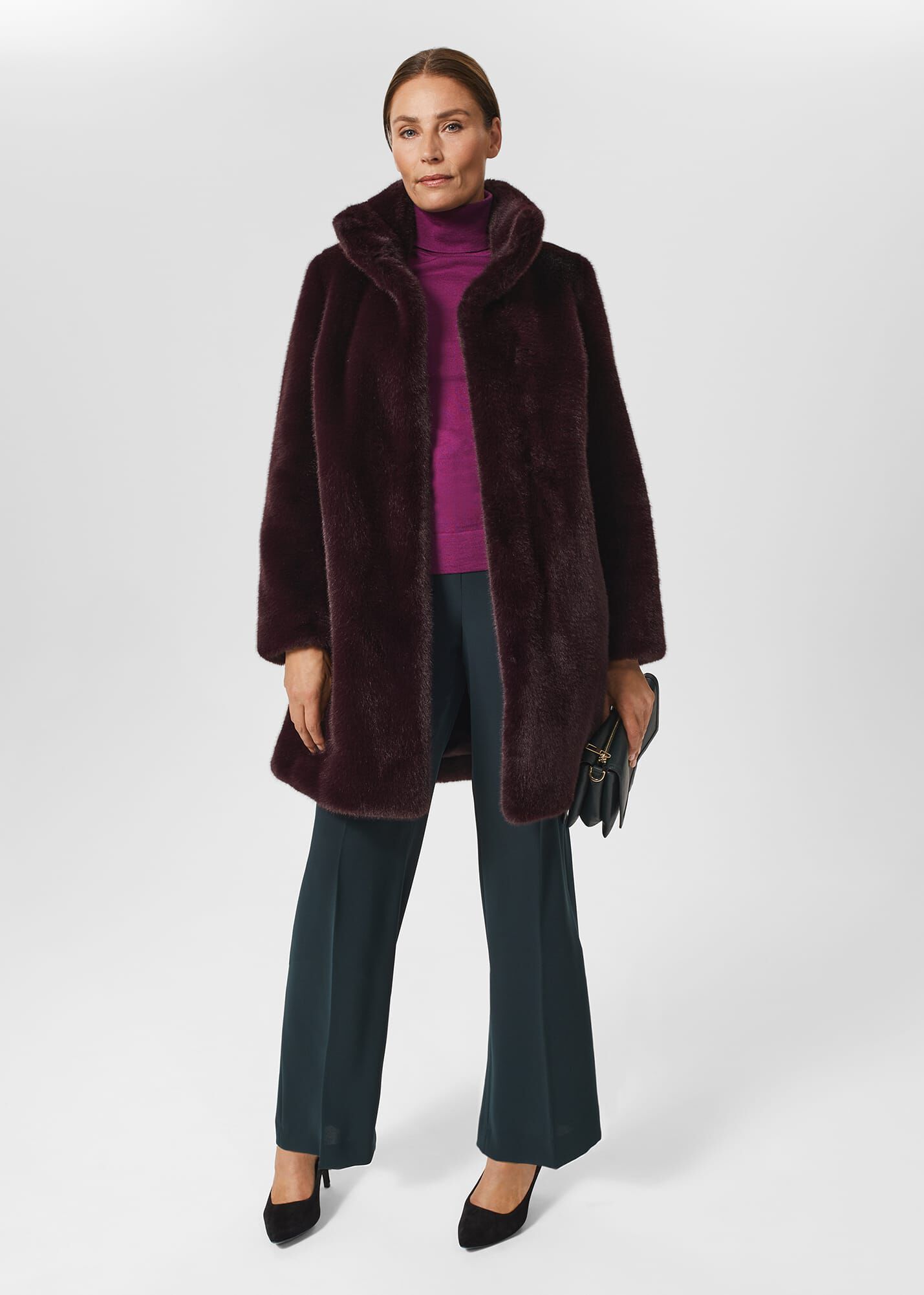 Berry faux fur jacket new arrivals