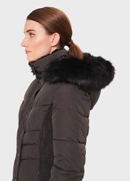 Petite Lettie Puffer Jacket With Hood, Dark Charcoal, hi-res