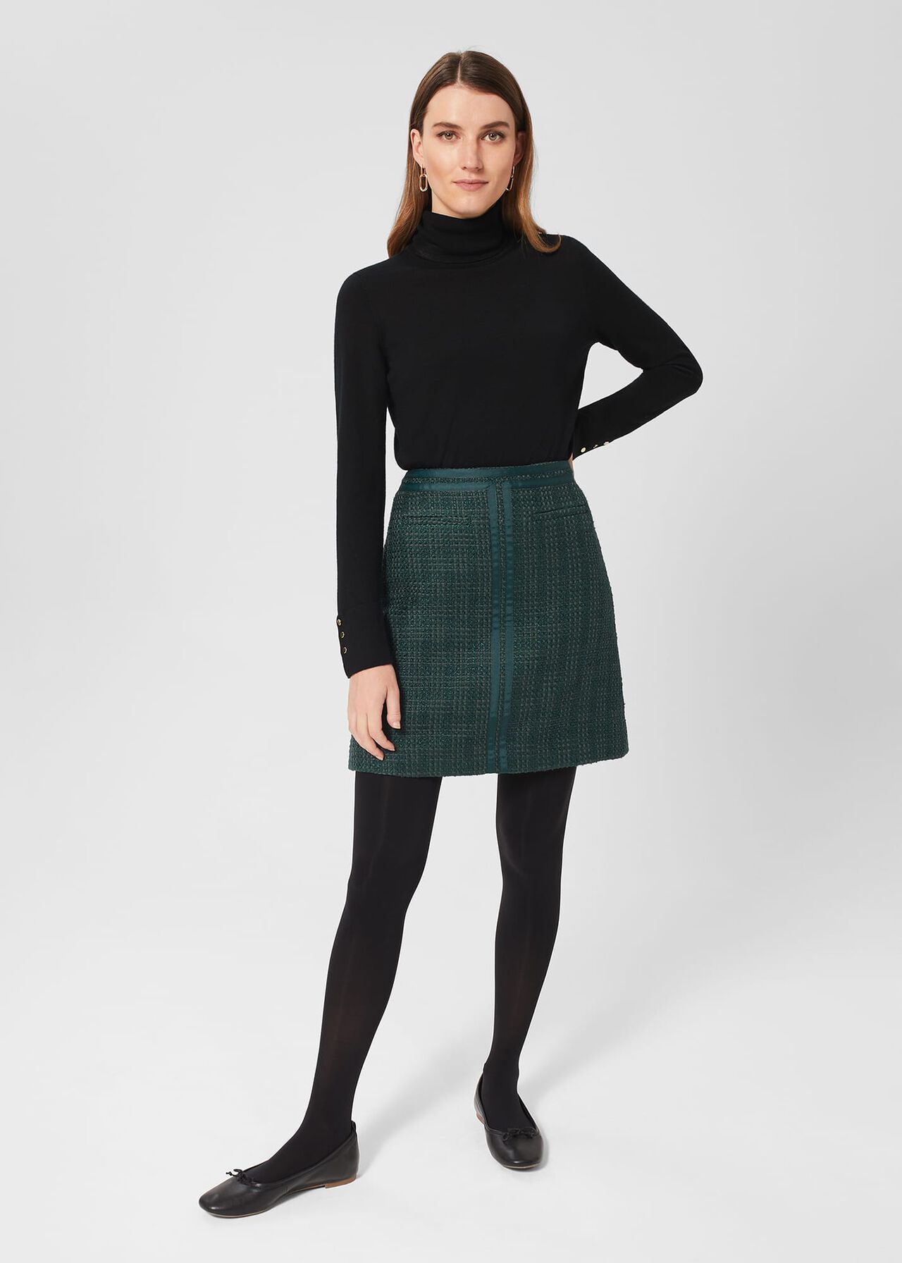 Estella Tweed Skirt, Deep Pine Green, hi-res