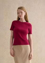 Tamsin Ribben Cotton Blend T-Shirt, Beetroot Pink, hi-res