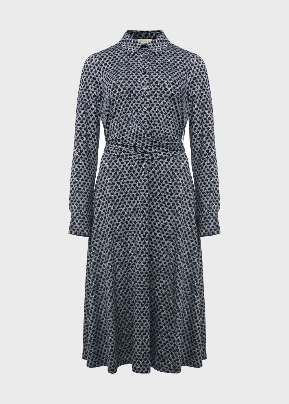 Aretha Jersey Printed Dress, Navy Ivory, hi-res