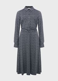 Aretha Jersey Printed Dress, Navy Ivory, hi-res