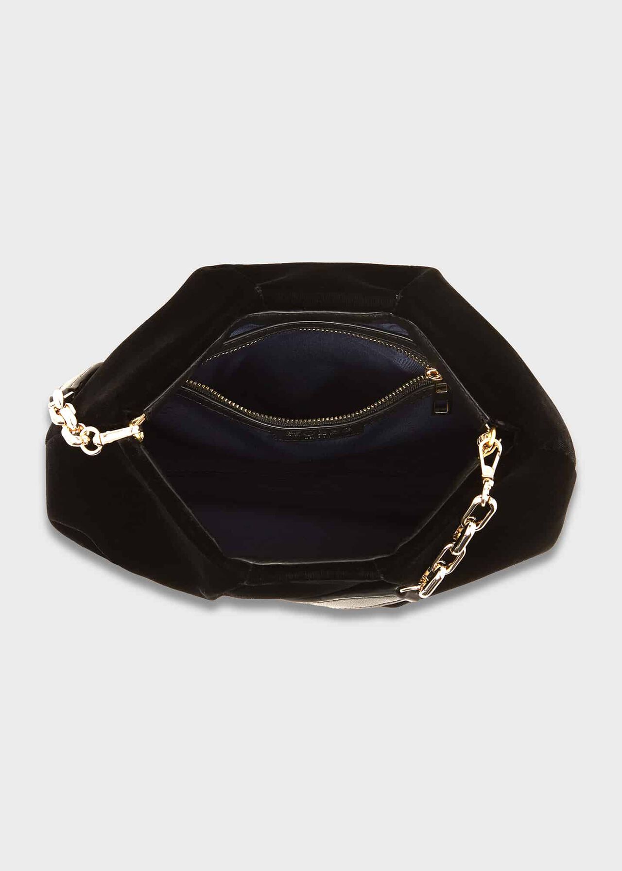 Clifton Velvet Clutch Bag, Black, hi-res