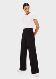 Pippa Jersey Wide Leg Trousers, Black, hi-res