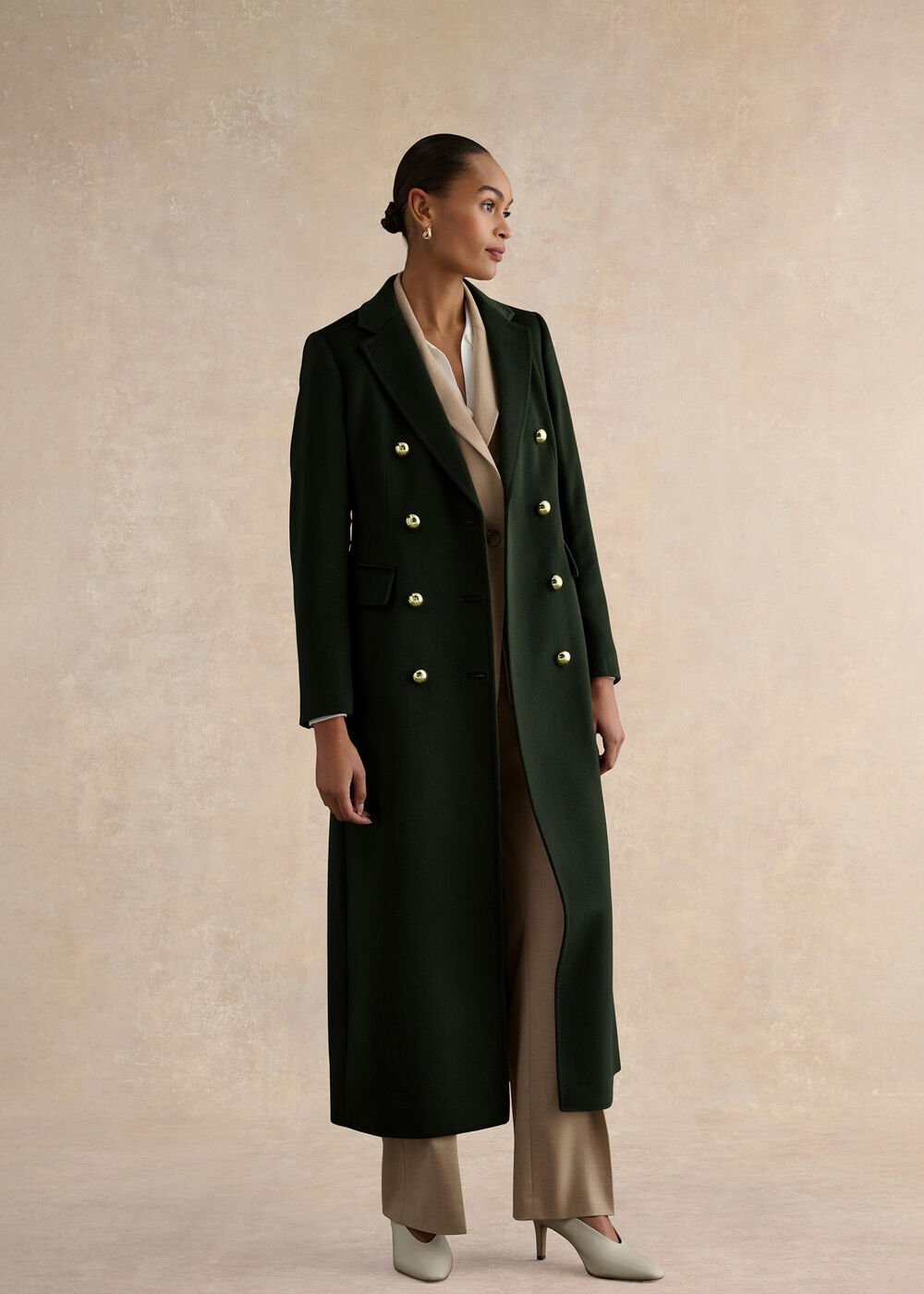 Richmond Wool Maxi Coat, Yew Green, hi-res