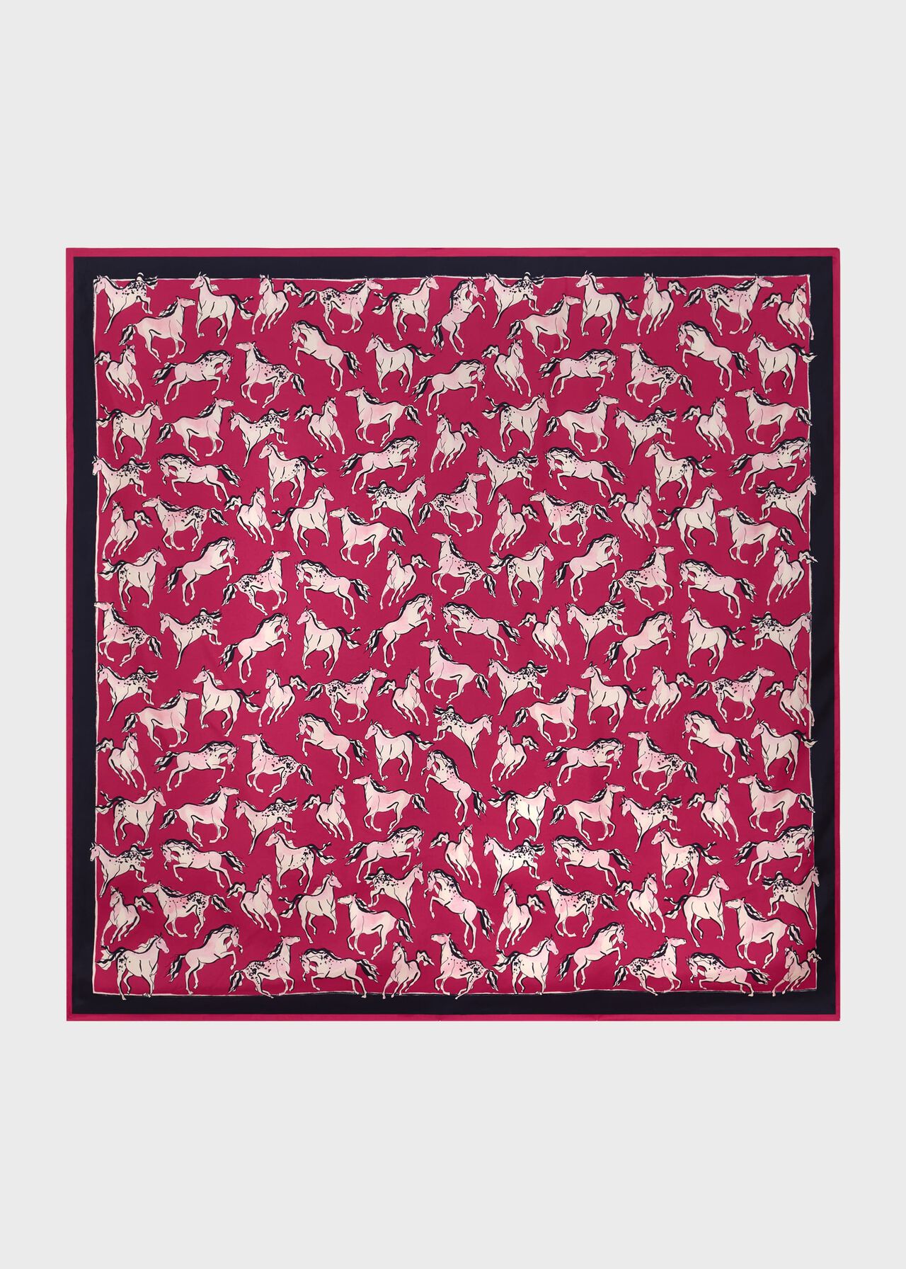 Elva Silk Printed Scarf, Fuchsia Navy, hi-res