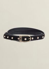 Frederica Pearl Embelished Belt, Black, hi-res