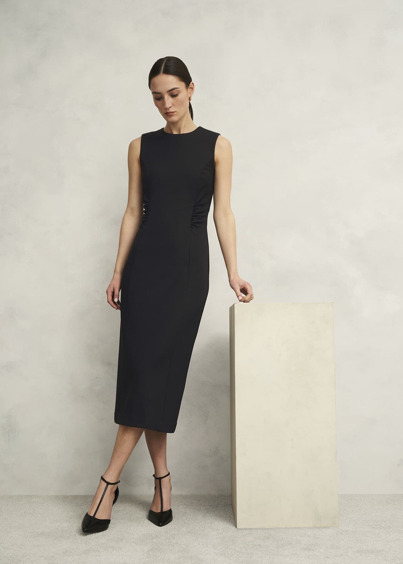 Petite Hazel Ponte Dress, Black, hi-res