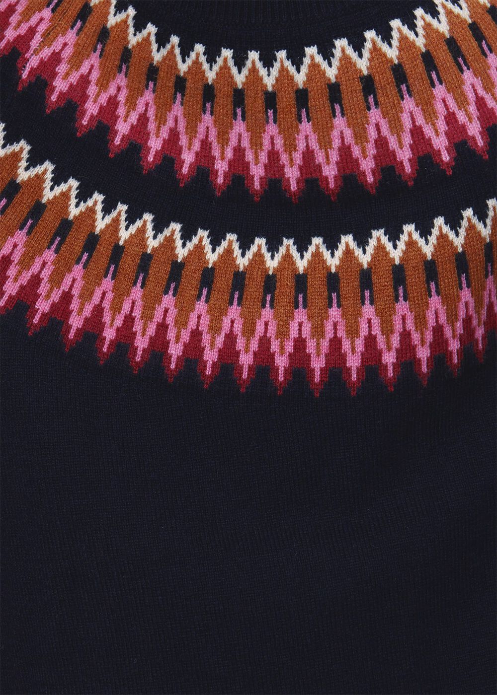 Greta Fairisle Sweater With Cashmere, Navy Pink, hi-res