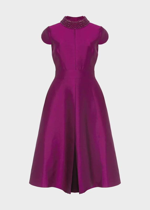 Marcella Silk Blend Beaded Dress