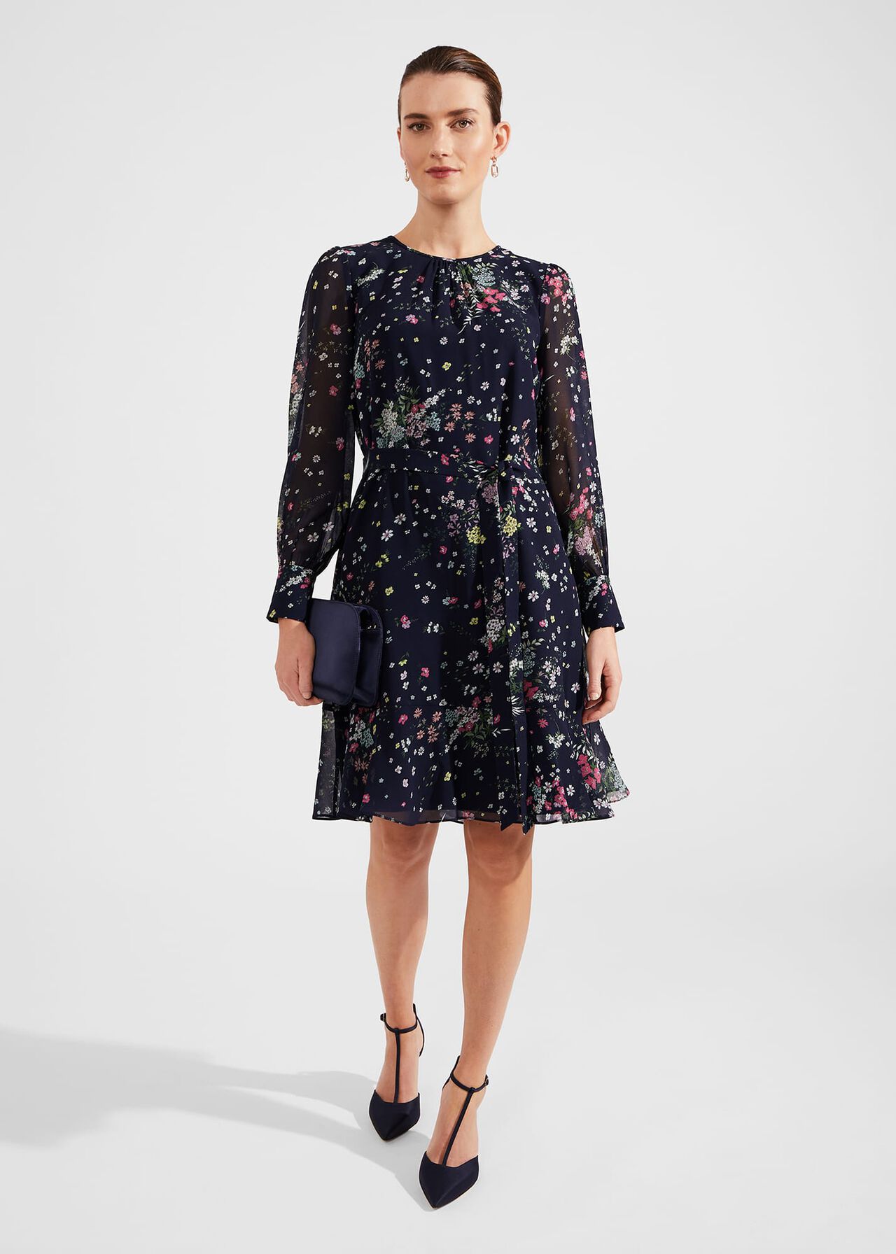 Frances A Line Dress, Navy Multi, hi-res