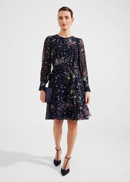 Frances A Line Dress, Navy Multi, hi-res