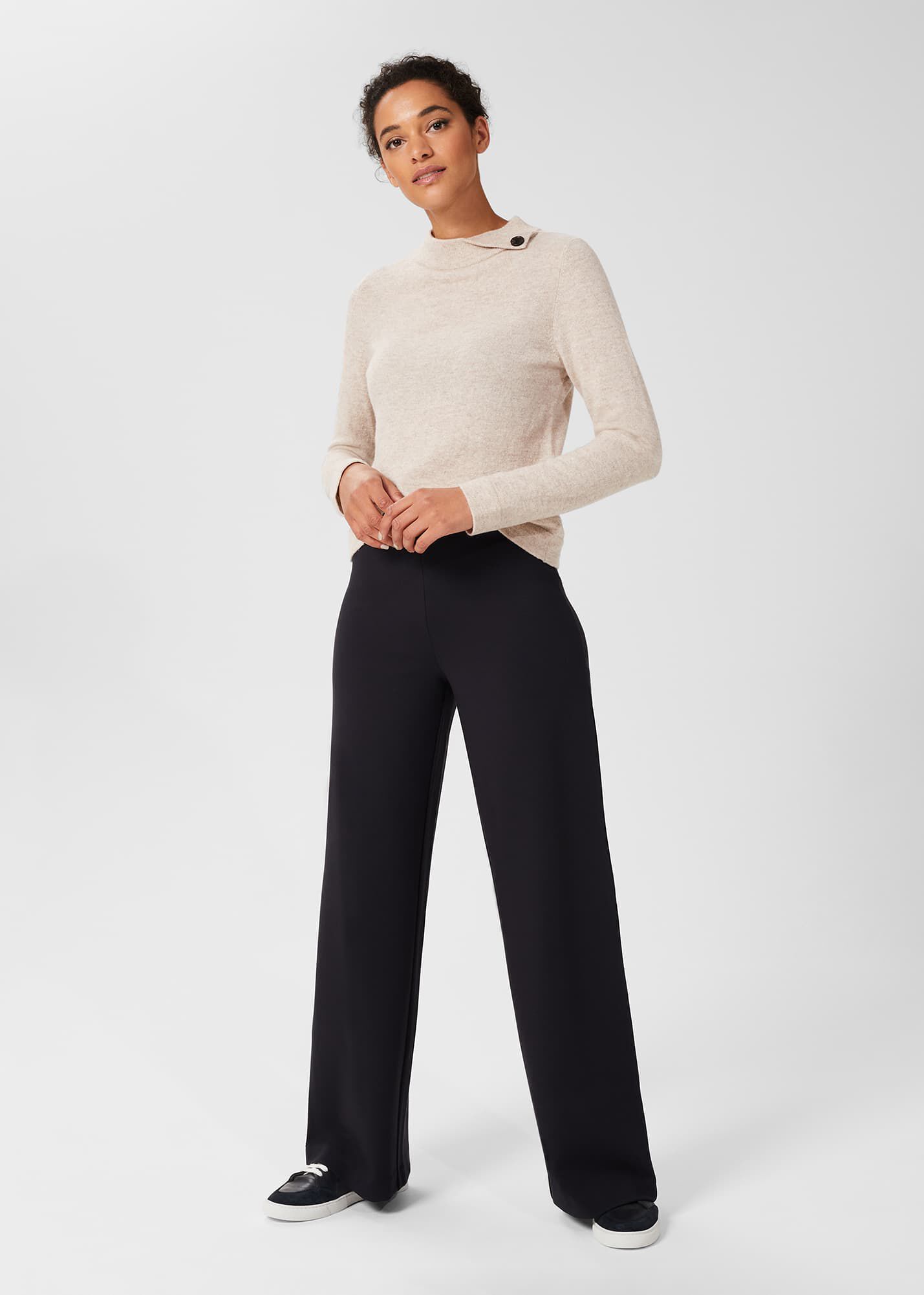 Jersey wide discount leg trousers