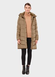 Petite Lilian Puffer Jacket With Hood, Camel, hi-res