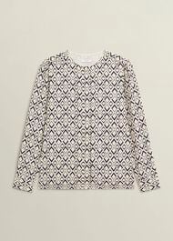 Ava Blouse, Cream Navy, hi-res