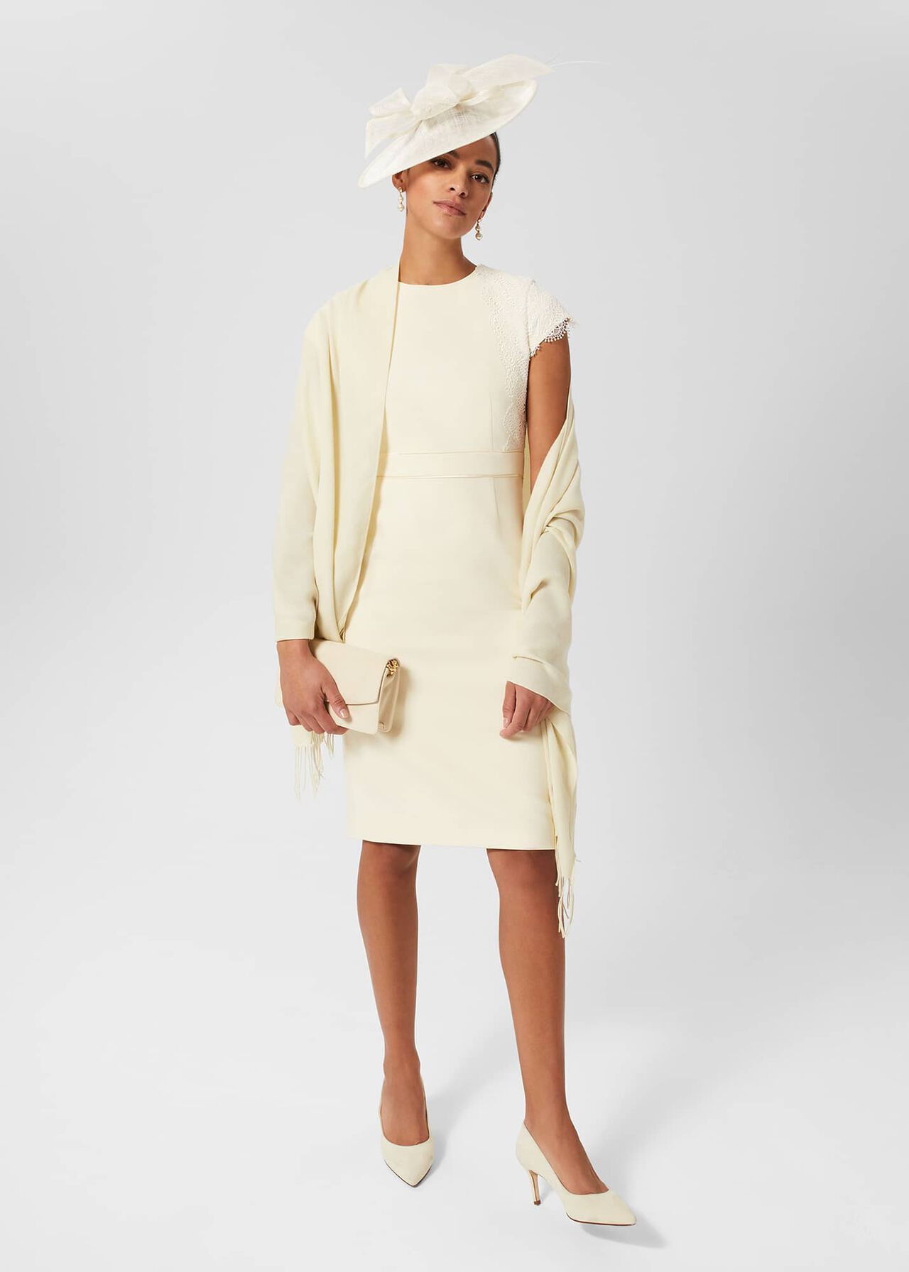 Valentina Lace Shift Dress, Pale Yellow, hi-res
