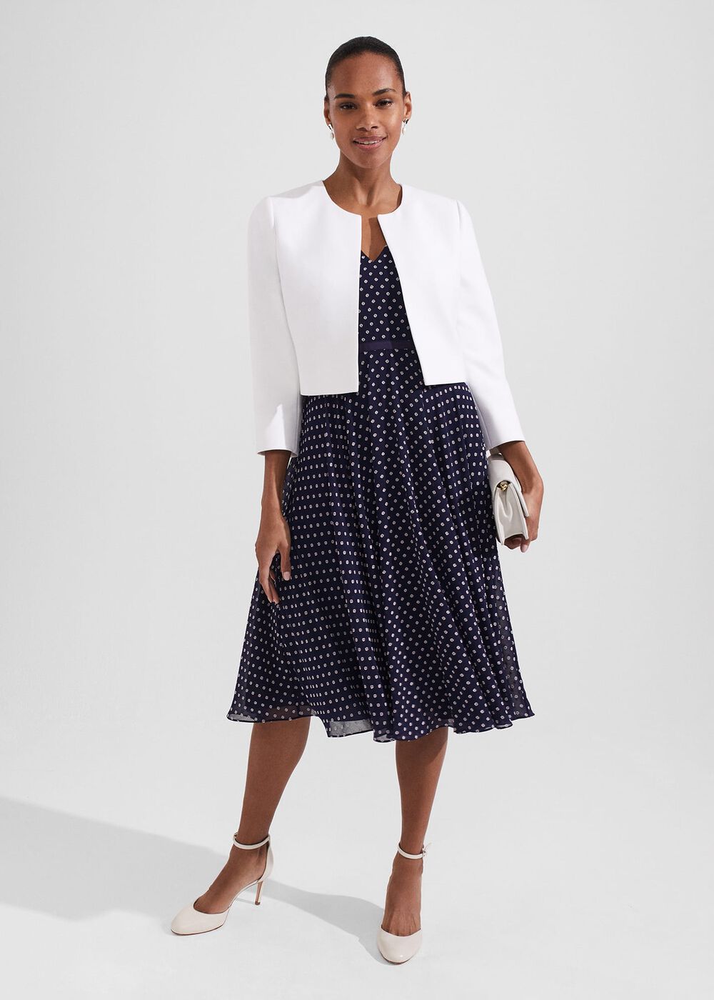 Elize Crepe Jacket, Ivory, hi-res