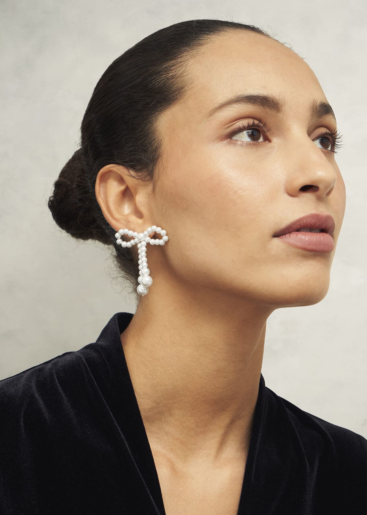 Colette Bow Earrings, Ivory, hi-res