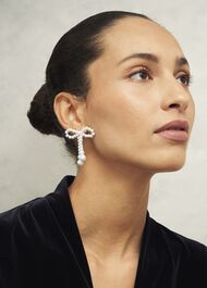 Colette Bow Earrings, Ivory, hi-res