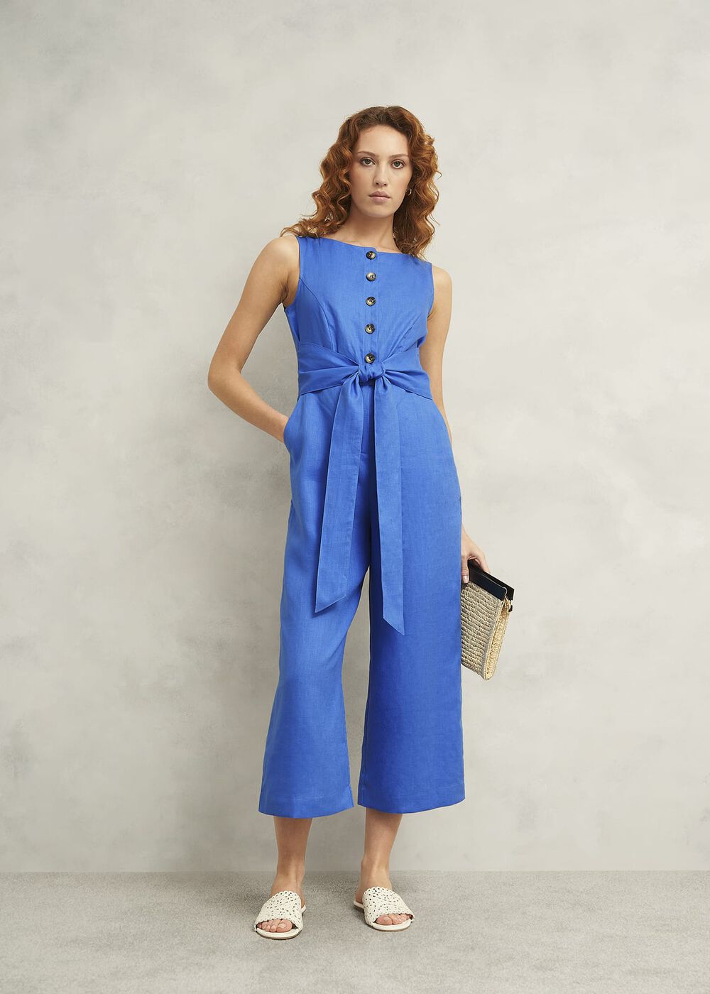 Petite Melissa Linen Jumpsuit, French Blue, hi-res