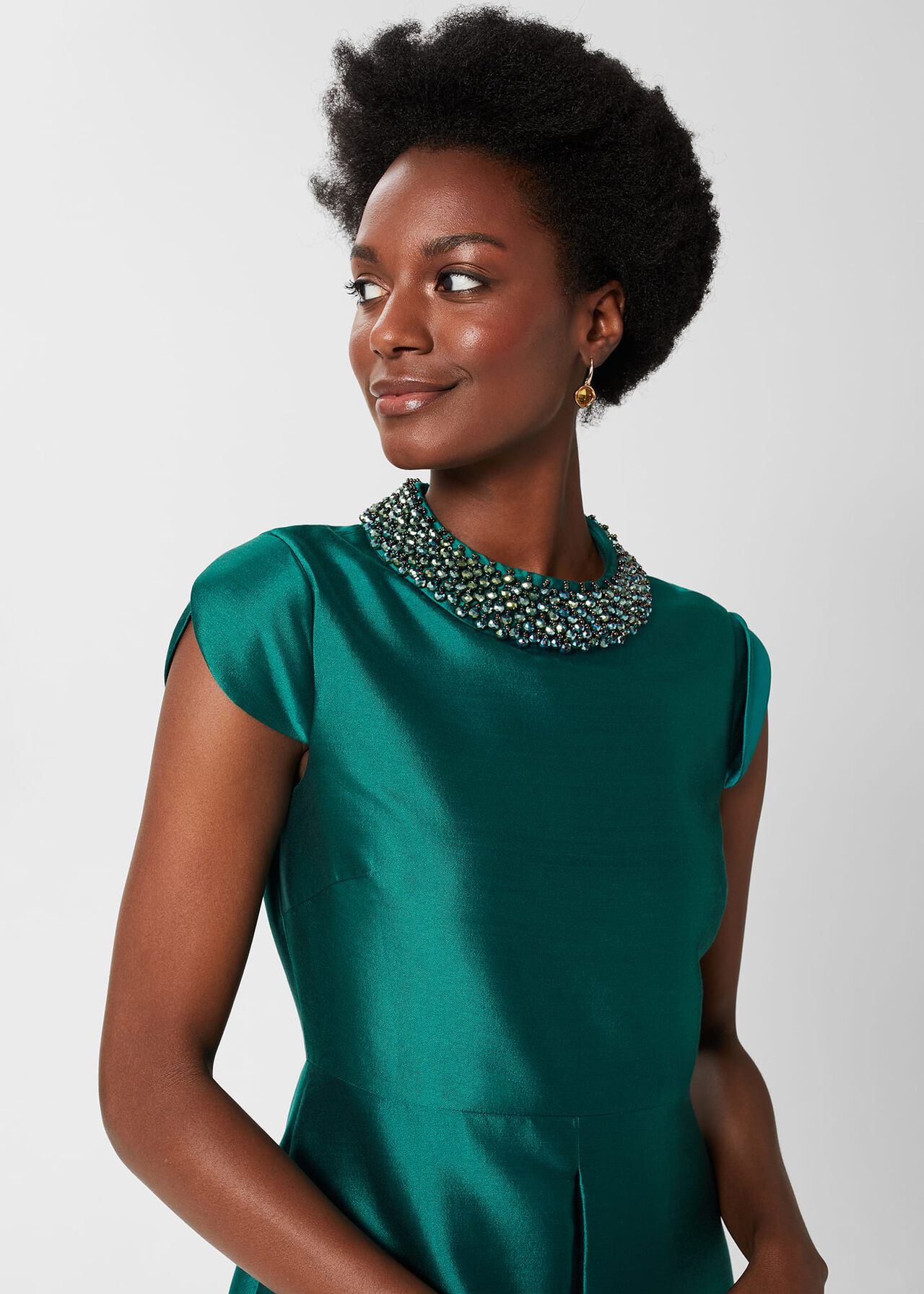 Christie Silk Blend Dress, Jewel Green, hi-res