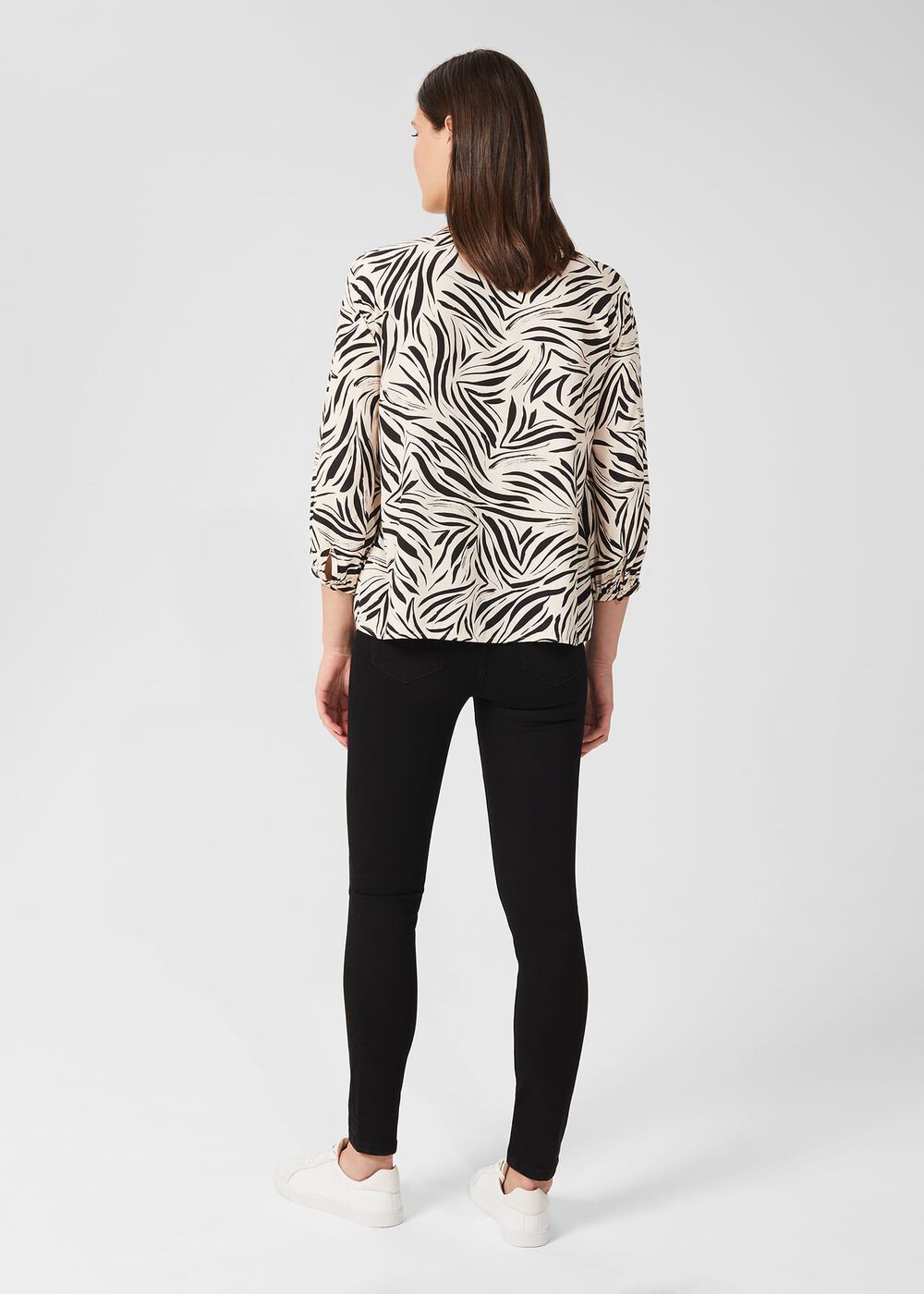 Dania Printed Blouse, Cream Black, hi-res