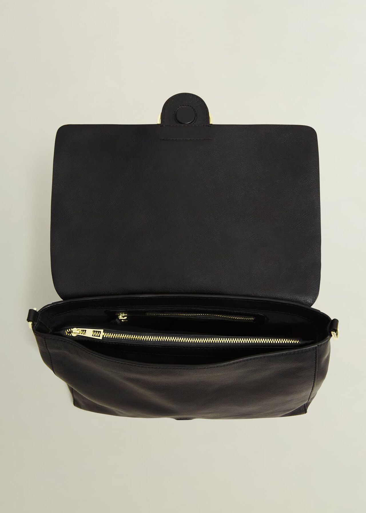 Lana Leather Shoulder Bag, Black, hi-res