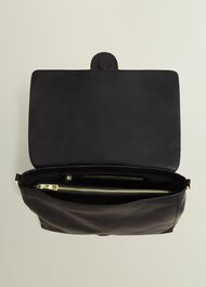Lana Leather Shoulder Bag, Black, hi-res