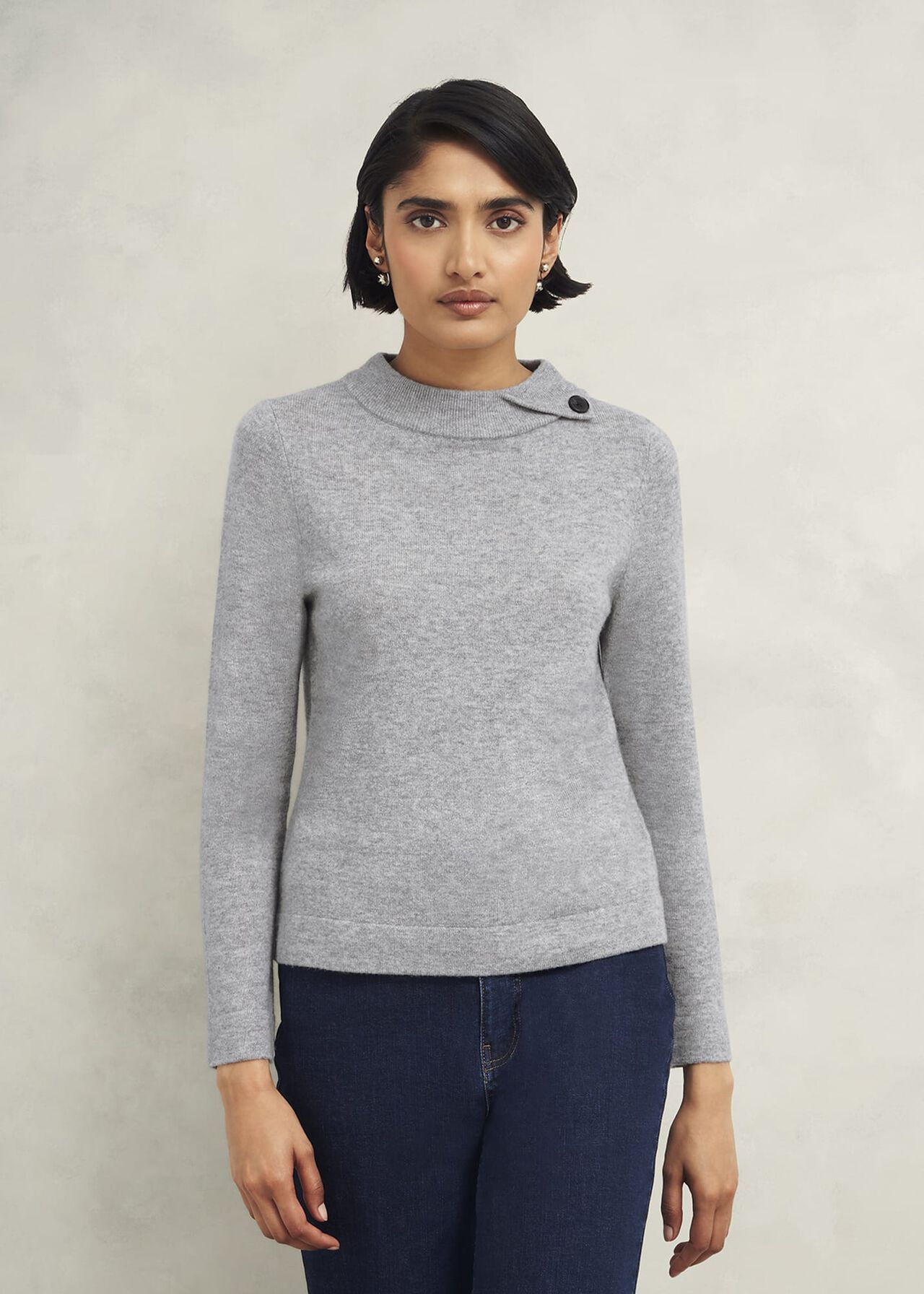 Talia Wool Cashmere Jumper, Grey Marl, hi-res