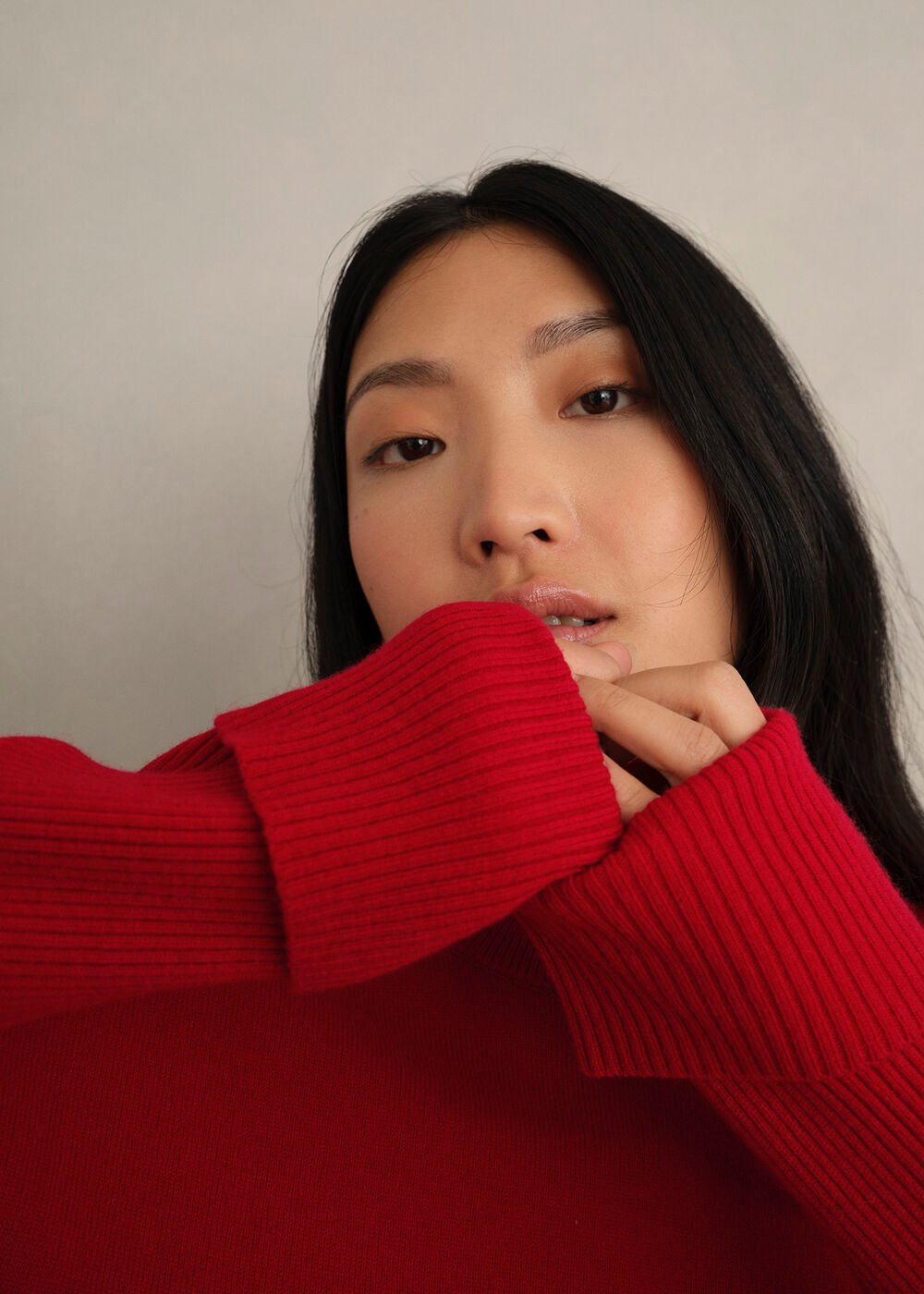 Darla Wool Blend Knitted Jumper, Pomegranate Red, hi-res