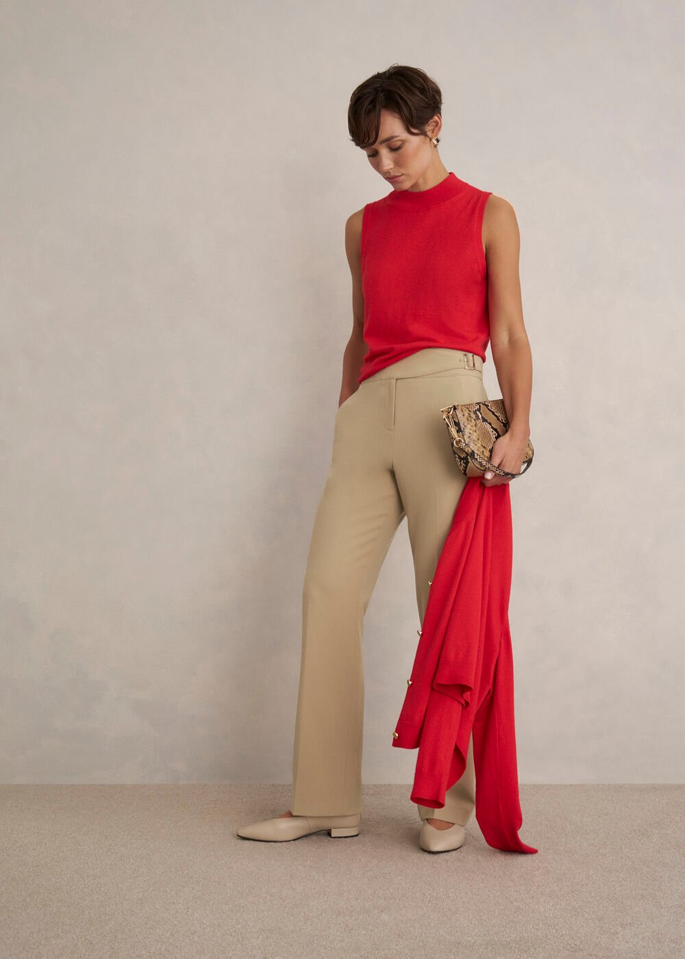 Leila Straight Leg Trousers, Fawn Beige, hi-res