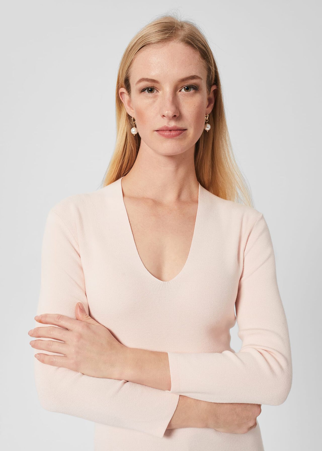 Polly Knitted Top, Pale Pink, hi-res