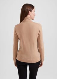 Lara Merino Wool Roll Neck Jumper, Camel, hi-res