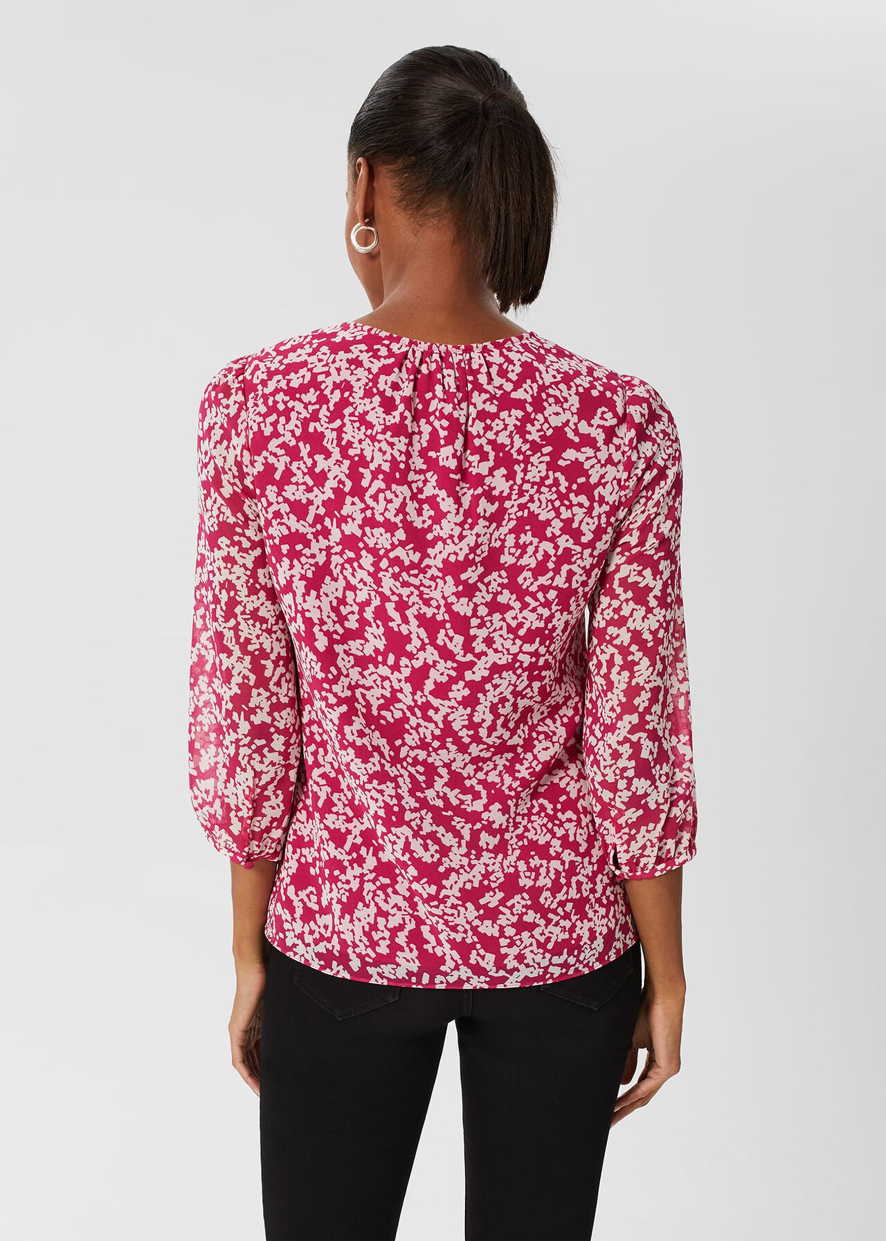 Demi Blouse, Magenta Ivory, hi-res