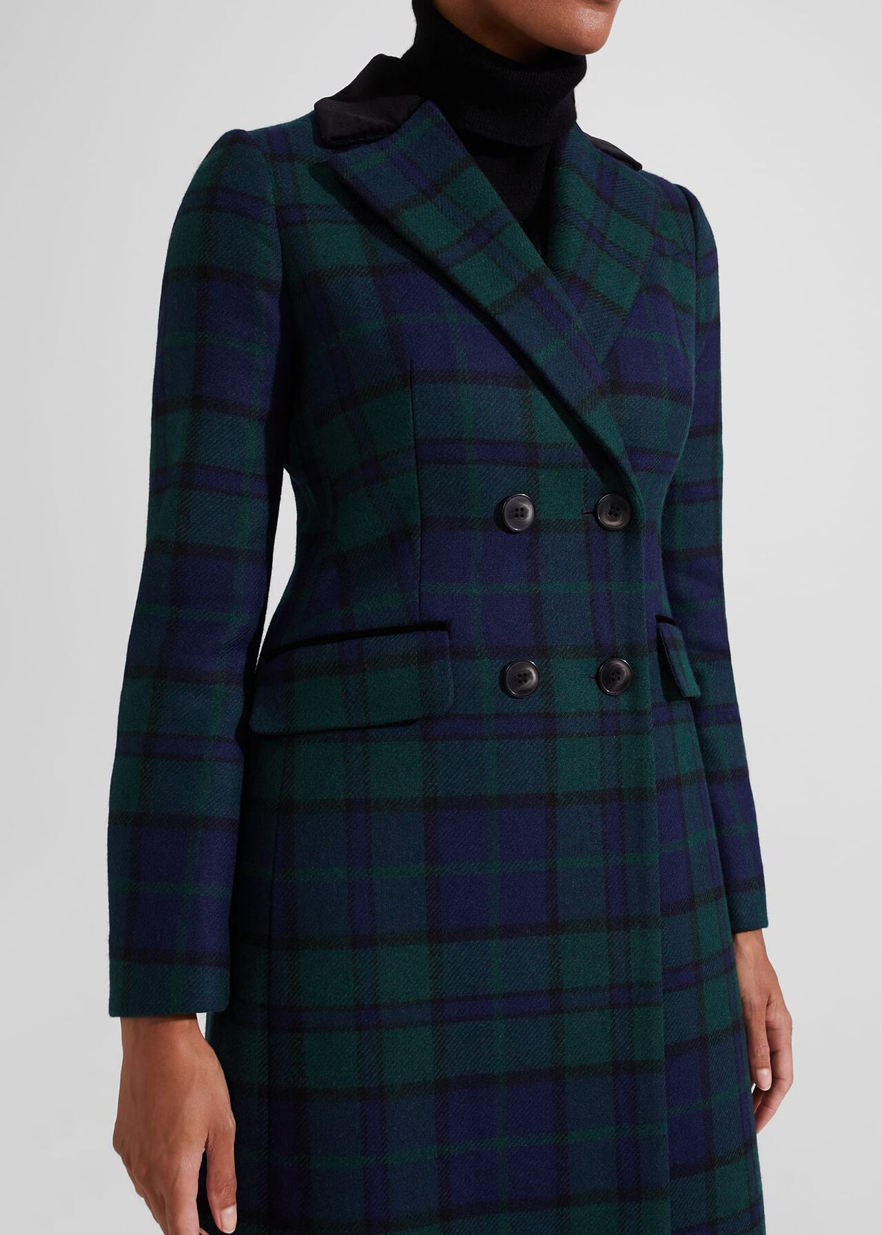 Patricia Wool Blend Coat, Green Black, hi-res