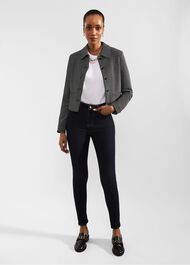 Violet Ponte Jacket, Black Ivory, hi-res