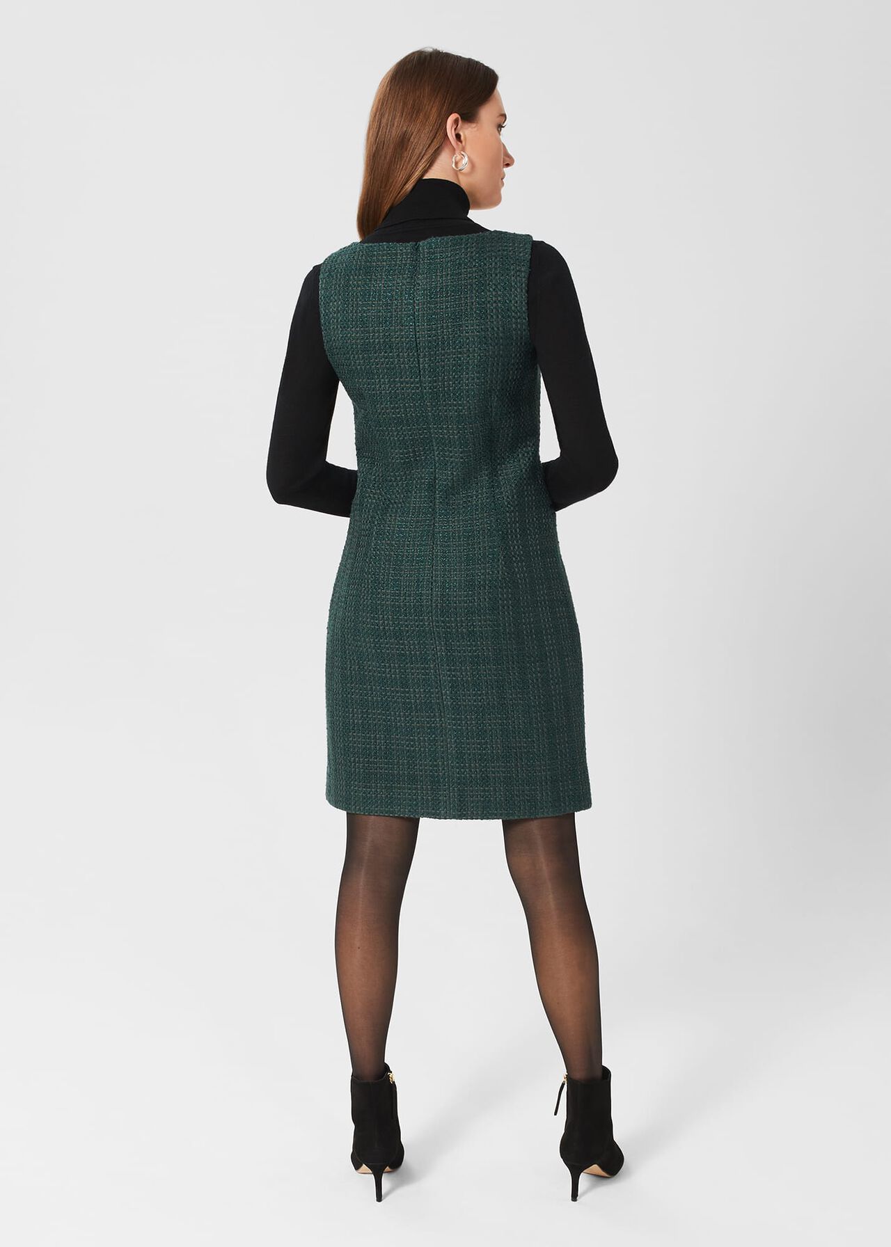 Estella Tweed Dress, Deep Pine Green, hi-res